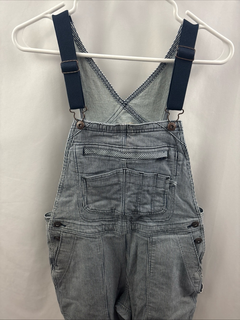 Duluth Trading Women's Hickory Blue White Striped Bib Overalls Sx31 Gardening - Picture 7 of 13